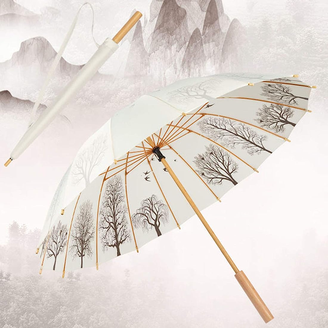 Japanese style strong windproof 16 ribs umbrella