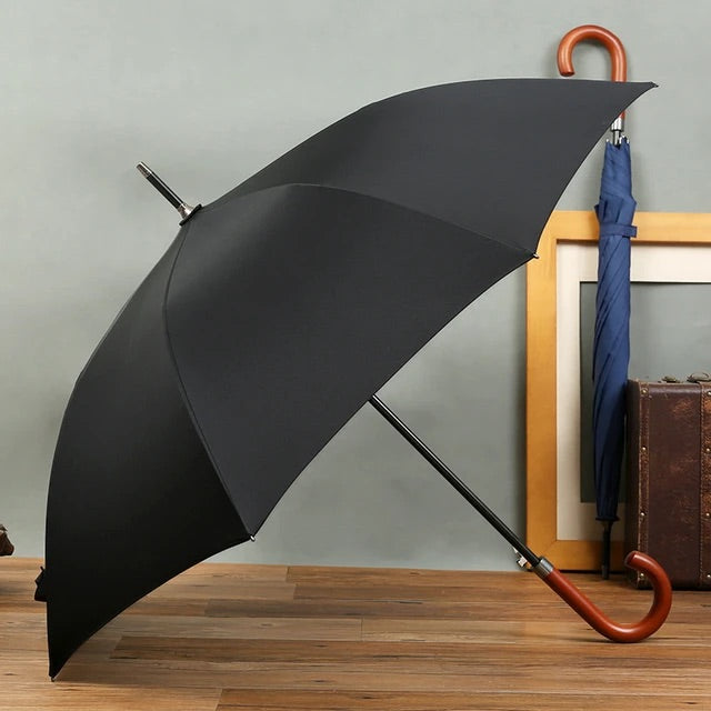 PAING UMBRELLA LONDON - Large Windproof Extra Strength Golf Umbrella with Wooden Crook Handle