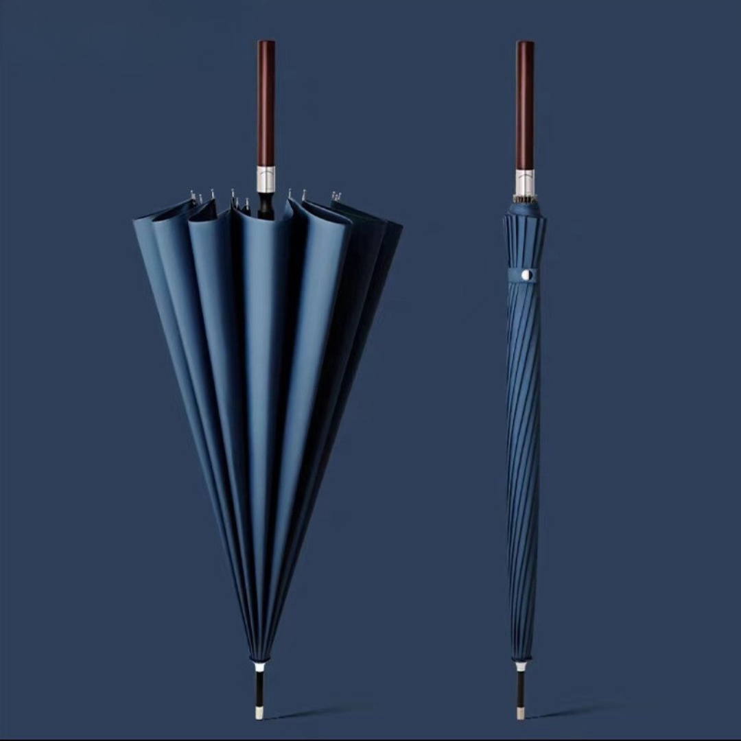 PAING UMBRELLA LONDON - Windproof Business Luxury Umbrella with Straight Wooden Handle - 16 ribs