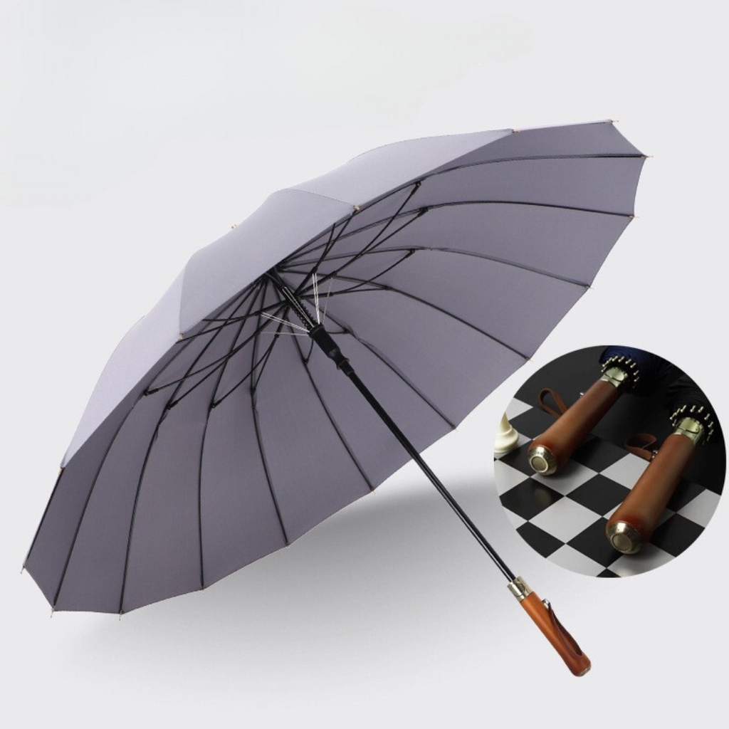 Large Business Umbrella 16 Ribs Windproof Strong with Wooden Handle