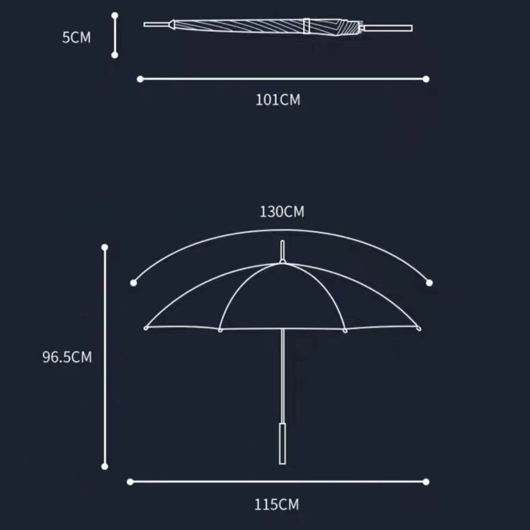 Windproof Business Luxury Umbrella with Straight Wooden Handle - 16 ribs