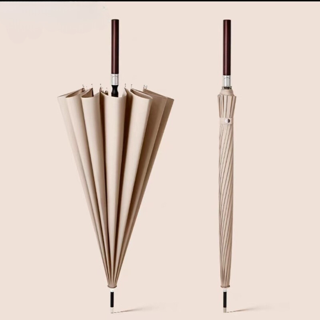 PAING UMBRELLA LONDON - Windproof Business Luxury Umbrella with Straight Wooden Handle - 16 ribs