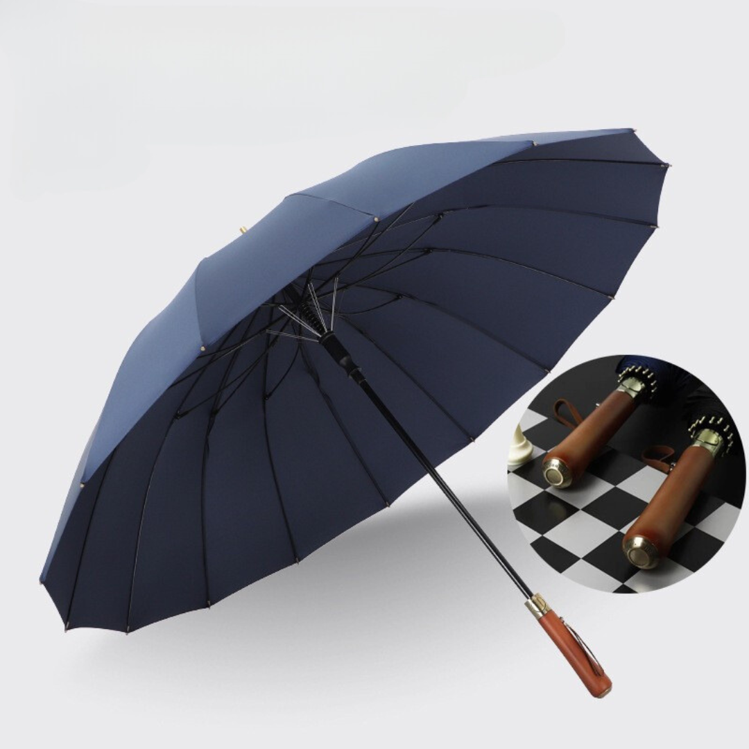 Large Business Umbrella 16 Ribs Windproof Strong with Wooden Handle