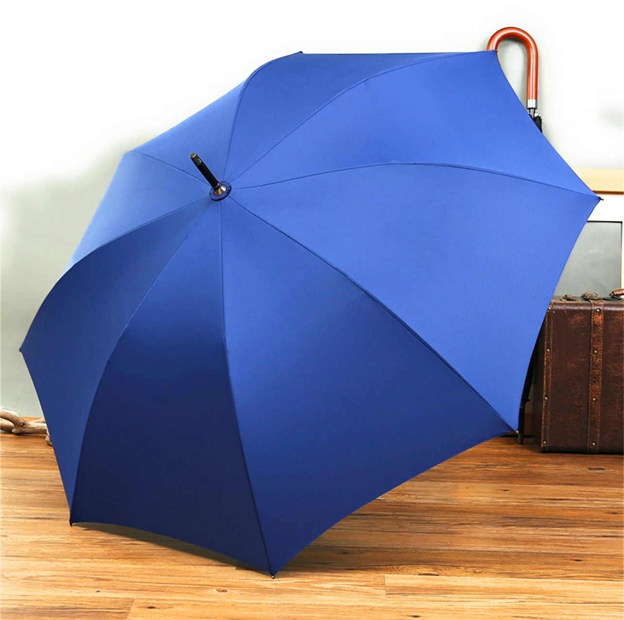 Large Windproof Extra Strength Golf Umbrella with Wooden Crook Handle