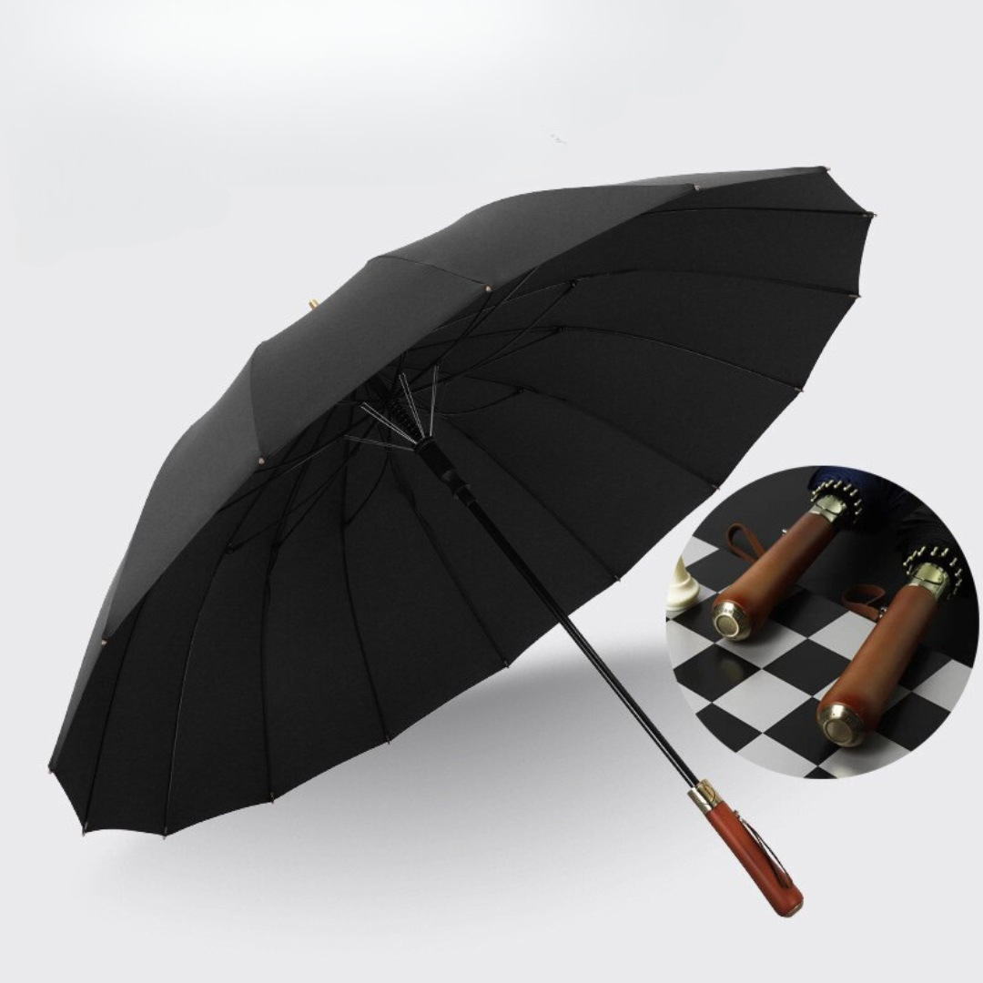 Large Business Umbrella 16 Ribs Windproof Strong with Wooden Handle