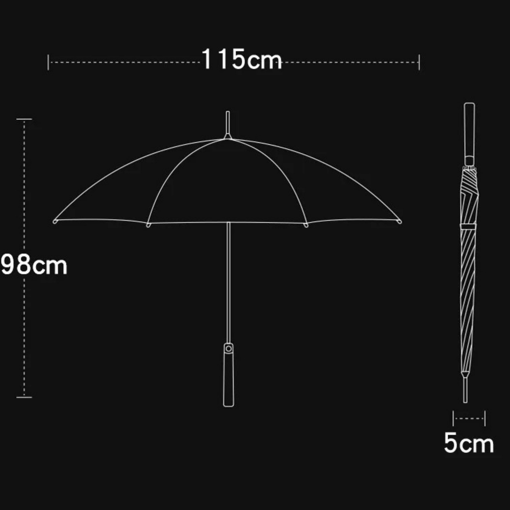 Windproof Business Luxury Umbrella with Straight Wooden Handle - 16 ribs