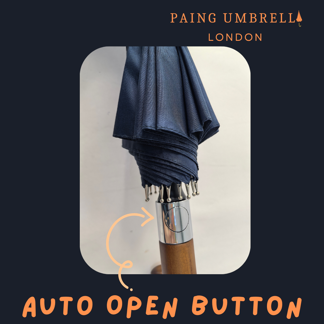 Windproof Business Luxury Umbrella with Wooden Hook J Handle - 16 ribs